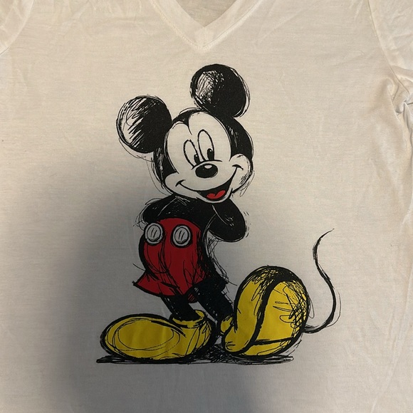 Disney classic Mickey Mouse white T-shirt, V-neck - Picture 2 of 4